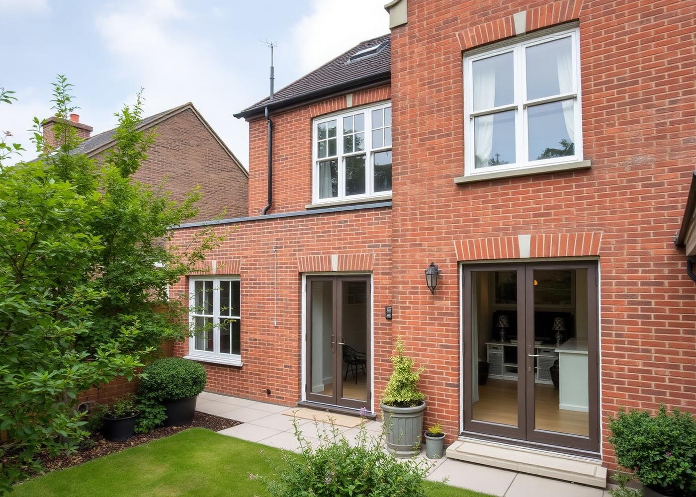 Two-storey rear extension in matched brickwork on a period house