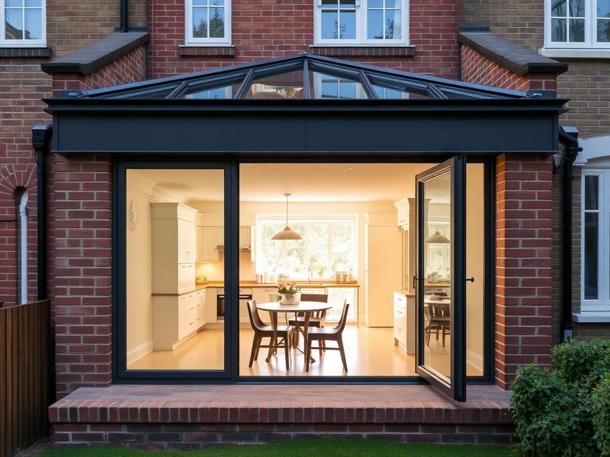 Side return extension with glazed roof on a London period home