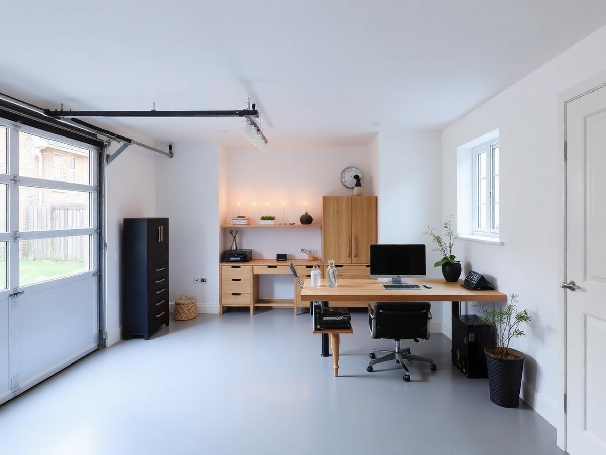 Converted garage used as a bright home office